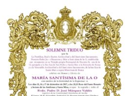 Solemne Triduo en Honor y Gloria de María Santísima de la O