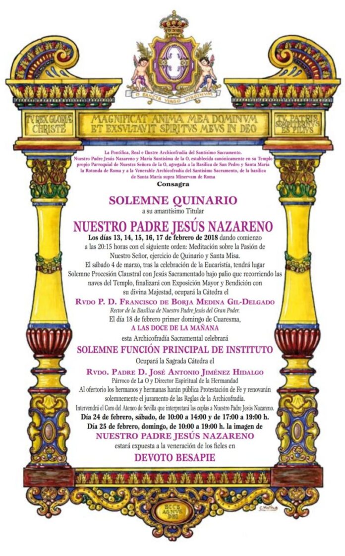 Convocatoria Quinario Nuestro Padre Jesús Nazareno 2018