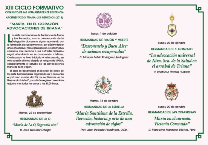 XIII Ciclo Formativo,Conjunto de las Hermandades de Penitencia, Arciprestazgo Triana - Los Remedios 2018