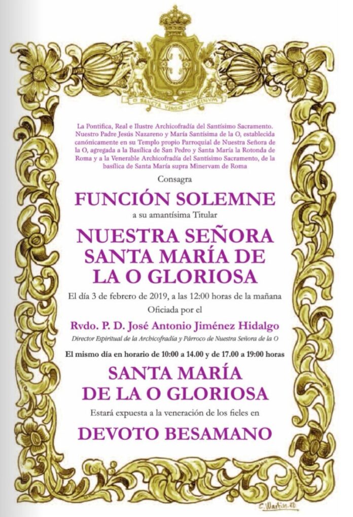 Convocatoria Función Virgen de la O Gloriosa 2019