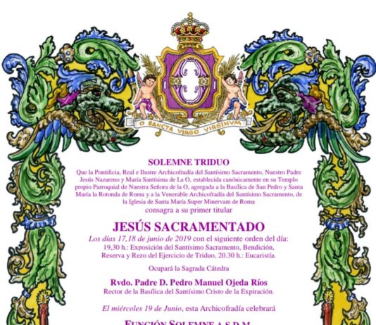 Convocatoria Solemne Triduo a Jesús Sacramentado 2019