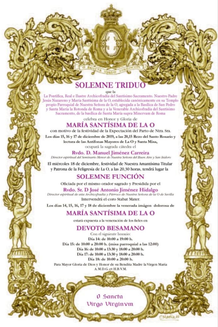 Solemne Triduo en Honor y Gloria de María Santísima de la O