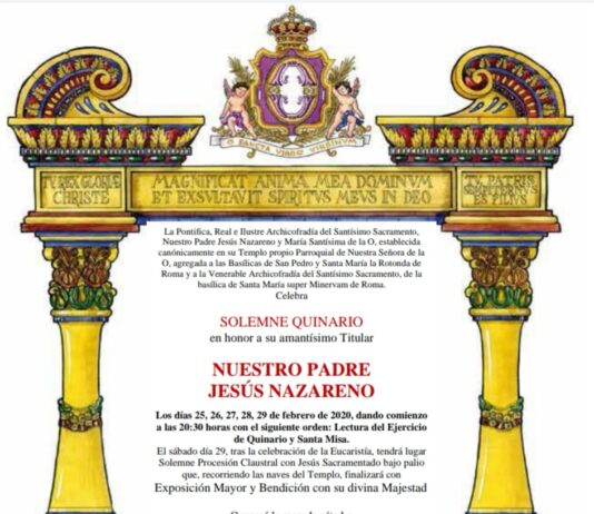 Convocatoria Quinario Nuestro Padre Jesús Nazareno 2020