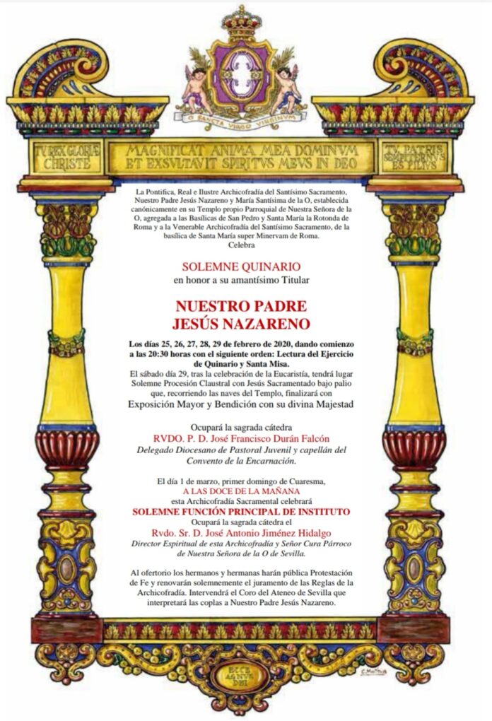 Convocatoria Quinario Nuestro Padre Jesús Nazareno 2020