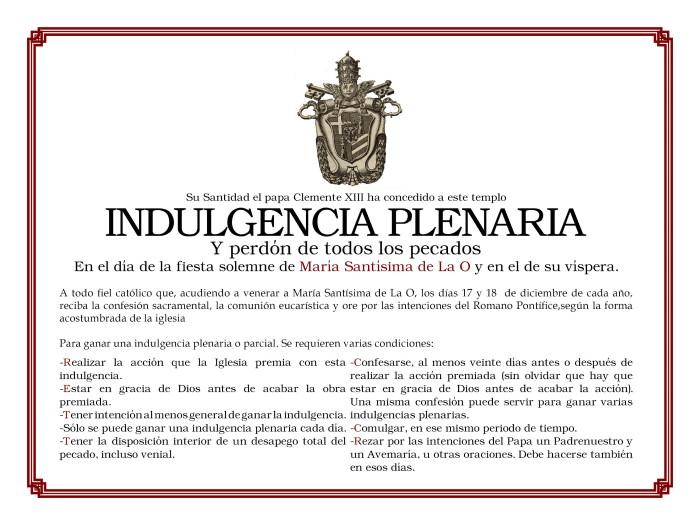 Indulgencia Plenaria | Hermandad de la O